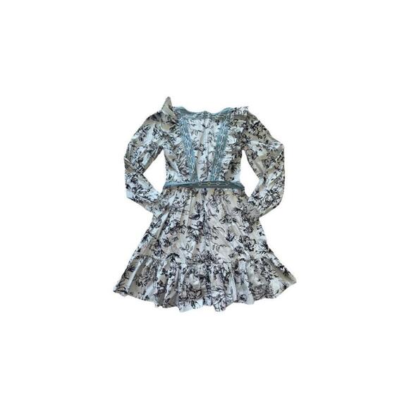 womens anthropologie blue pattern wrap long sleeve dress size XXS $170 - Picture 9 of 9